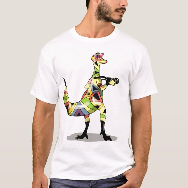 T-shirt Illustration D'Un Photographe Iguanodon. (Devant)
