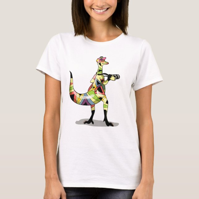 T-shirt Illustration D'Un Photographe Iguanodon. (Devant)