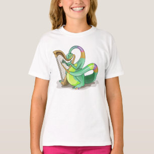 T-shirt Illustration D'Un Plateosaure Jouant De La Harpe.