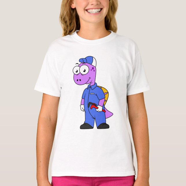 T-shirt Illustration D'Un Plomber Spinosaurus. (Devant)