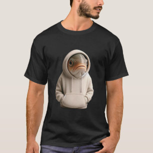 T-shirt Illustration d'un poisson grincheux en hoodie