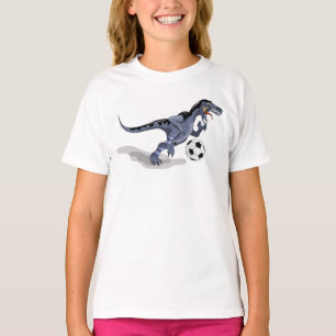 T-shirt Illustration D'Un Raptor Dinosaure Jouant Au Footb