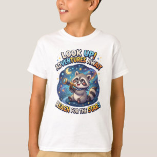 T-shirt Illustration d'un raton laveur explorateur spatial