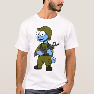 T-shirt Illustration D'Un Soldat De Stegosaurus.