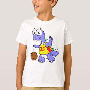 T-shirt Illustration D'Un Stegosaurus Jouant Au Basket.