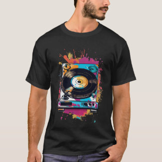 T-shirt Illustration d'un tourne-disque vinyle rétro avec