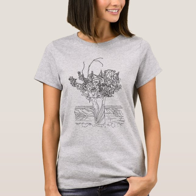 T-shirt illustration d'un vase de fleurs, charmant (Devant)