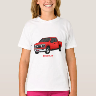 T-shirt Illustration d'une camionnette rouge mou