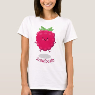 T-shirt Illustration d'une caricature de framboise joyeux
