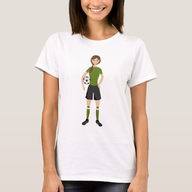 T-shirt Illustration d'une fille de football de soccer mig (Devant)
