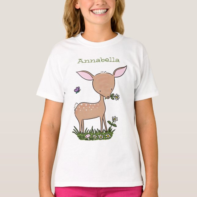 T-shirt Illustration d'une jolie dessin de cerf de bébé he (Devant)