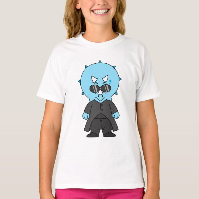 T-shirt Illustration D'Une Matrice Tricératops. (Devant)