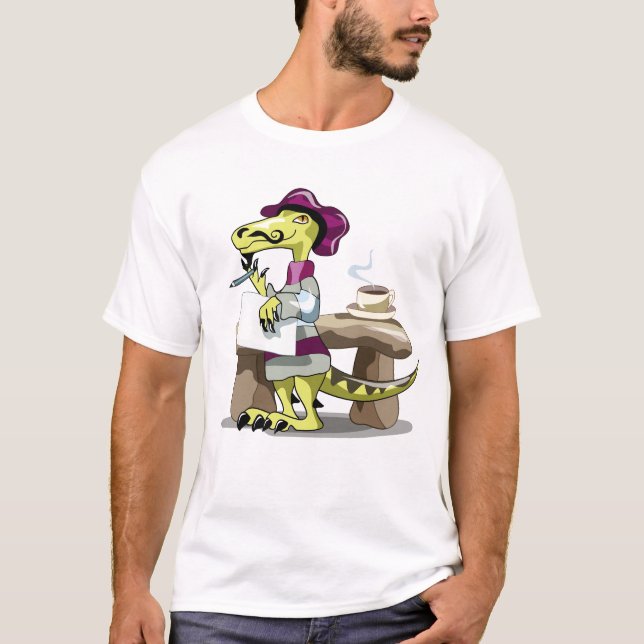 T-shirt Illustration D'Une Pensée De Poète Raptor Caricatu (Devant)