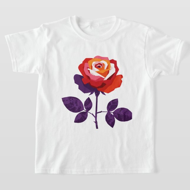 T-shirt Illustration d'une rose colorée (Poser)
