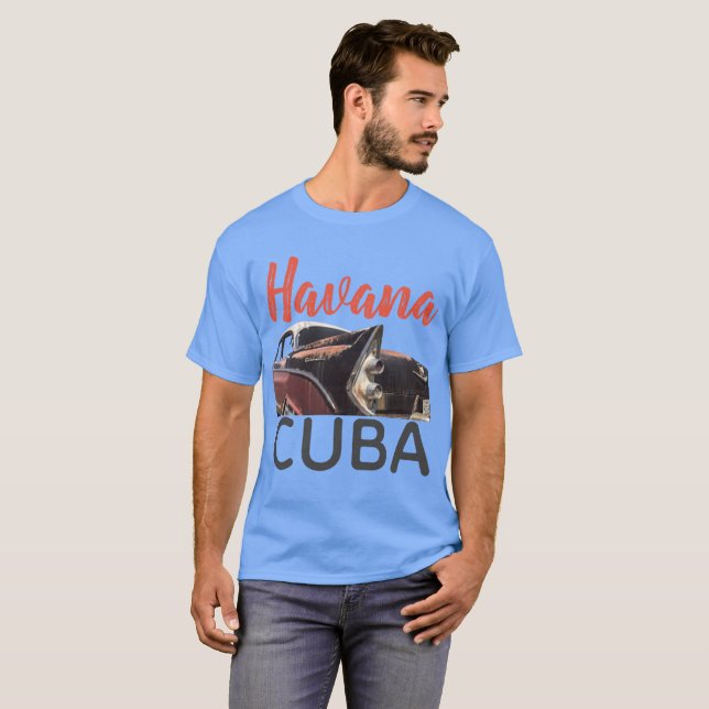 T-shirt Illustration d'une voiture de rue de La Havane à C (Devant entier)