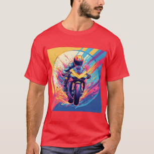 T-shirt Illustration dynamique de motard en course