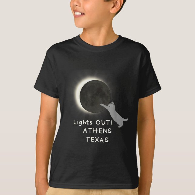 T-shirt Illustration Éclipse Solaire Totale Chat Athènes (Devant)