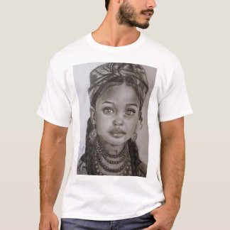 T-shirt Illustration élégante de fille au fusain et au cra