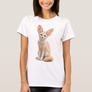 T-shirt Illustration Élégante de Pétales de Renard Fennec 