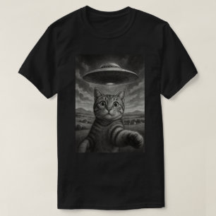 T-shirt Illustration en noir et blanc d'un chat drôle pren