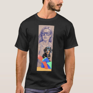 T-shirt Illustration en techniques mixtes d'une femme et d