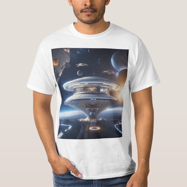 T-shirt Illustration époustouflante de station spatiale pr (Devant)
