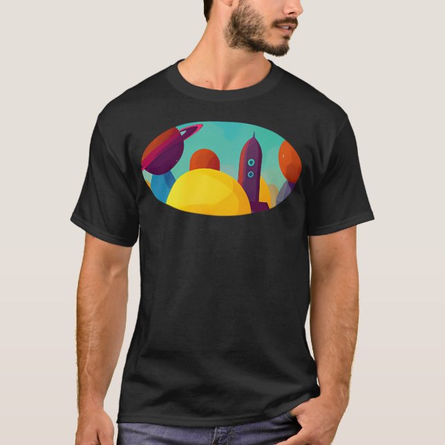 T-shirt Illustration Et Superposition De Plusieurs Planète (Devant)
