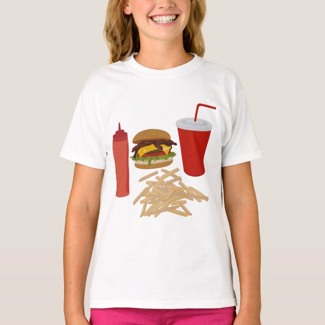 T-shirt Illustration Fast Food Burger Fries (Devant)