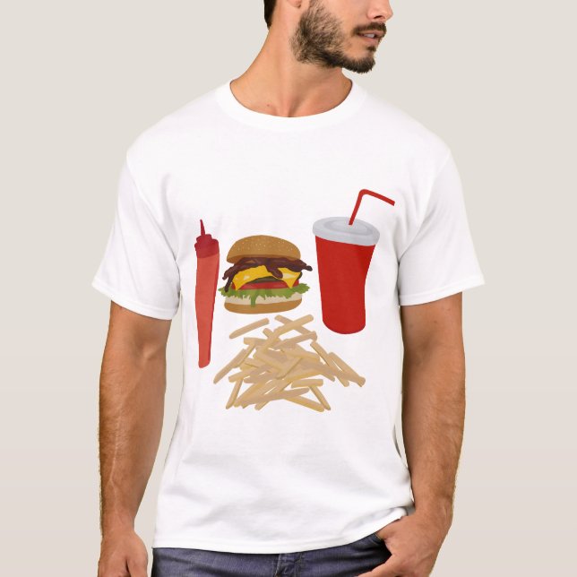 T-shirt Illustration Fast Food Burger Fries (Devant)
