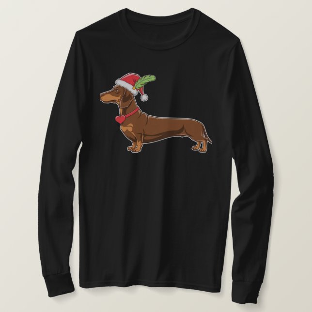 T-shirt Illustration Festive Dachshund (Design devant)