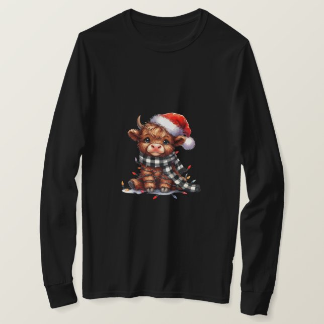 T-shirt Illustration Festive Highland Cow (Design devant)