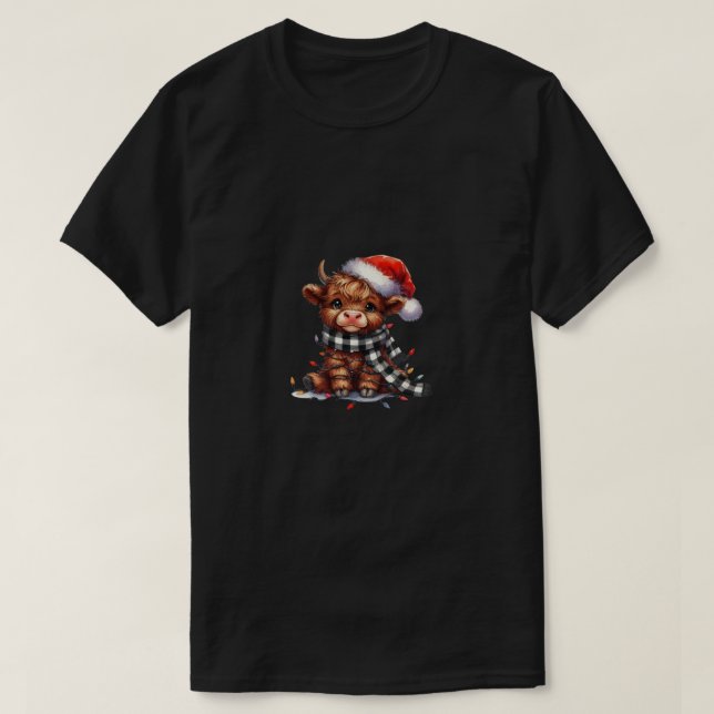 T-shirt Illustration Festive Highland Cow (Design devant)