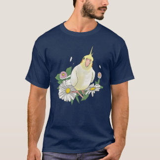 T-shirt Illustration florale de cockatiel mignon