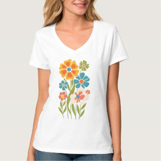 T-shirt Illustration florale Retro Boho