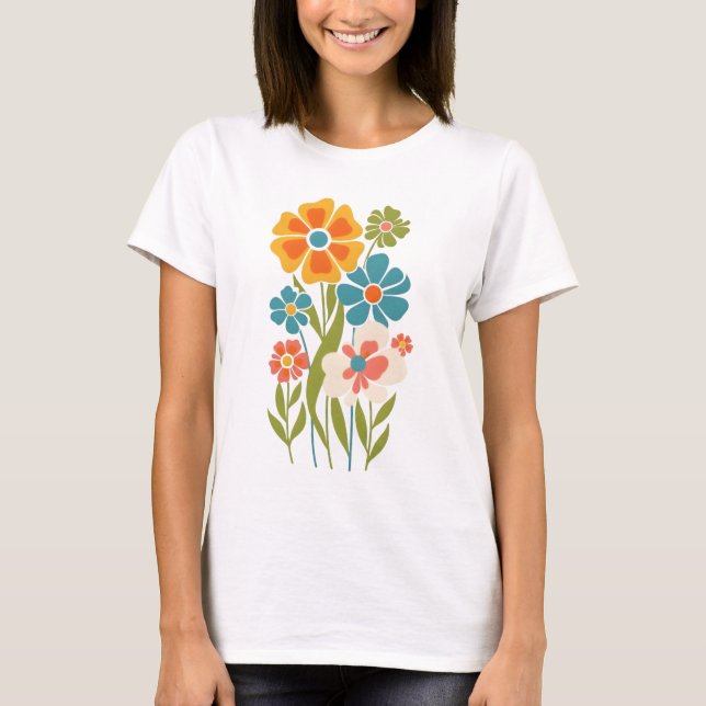 T-shirt Illustration florale Retro Boho (Devant)