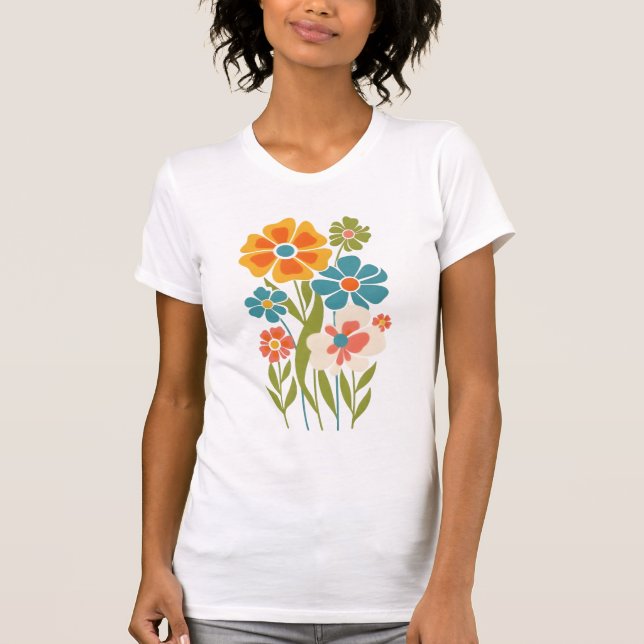 T-shirt Illustration florale Retro Boho (Devant)