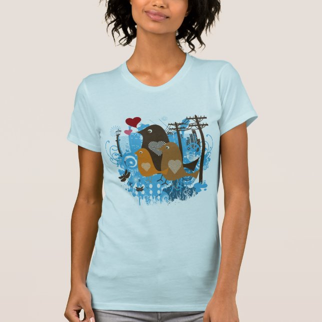 T-shirt Illustration fraîche d'oiseaux (Devant)
