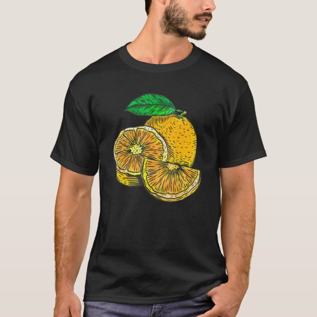 T-shirt Illustration Fruit Orange Frais (Devant)