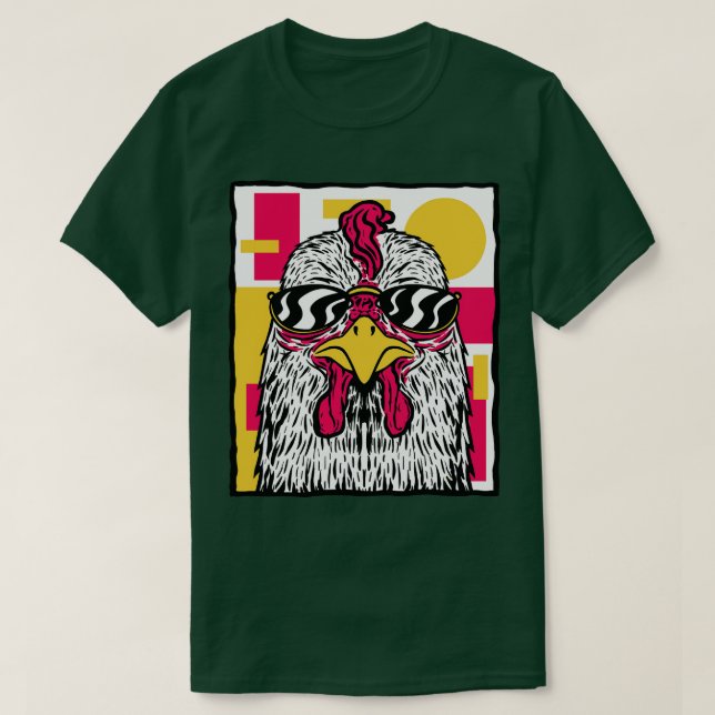 T-shirt Illustration funky du poulet (Design devant)