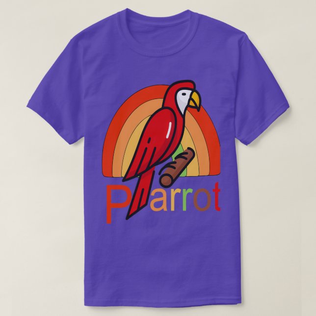 T-shirt Illustration Funny Parrot Vintage Sunset (Design devant)