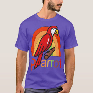 T-shirt Illustration Funny Parrot Vintage Sunset