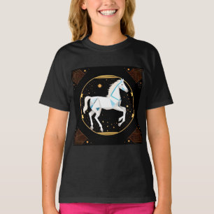 T-shirt Illustration géométrique abstraite de cheval blanc