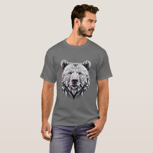 T-shirt Illustration géométrique de la face de l'ours poly