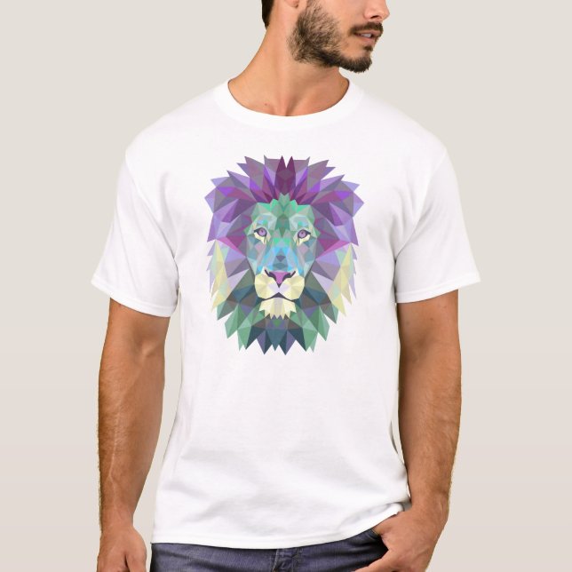 T-shirt Illustration géométrique de lion (Devant)