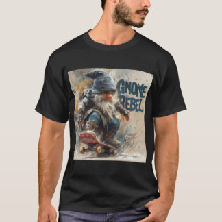 T-shirt illustration graphique de gnome rebelle en skatebo