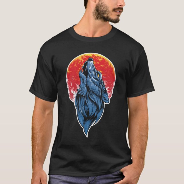 T-shirt Illustration Howling Wolf (Devant)