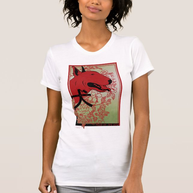 T-shirt Illustration inspirée asiatique de bull-terrier (Devant)