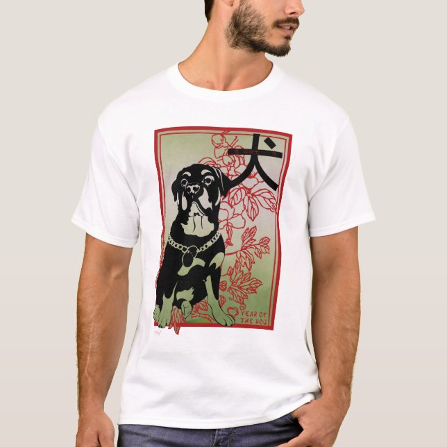 T-shirt Illustration inspirée par Rottweiler en Asie (Devant)