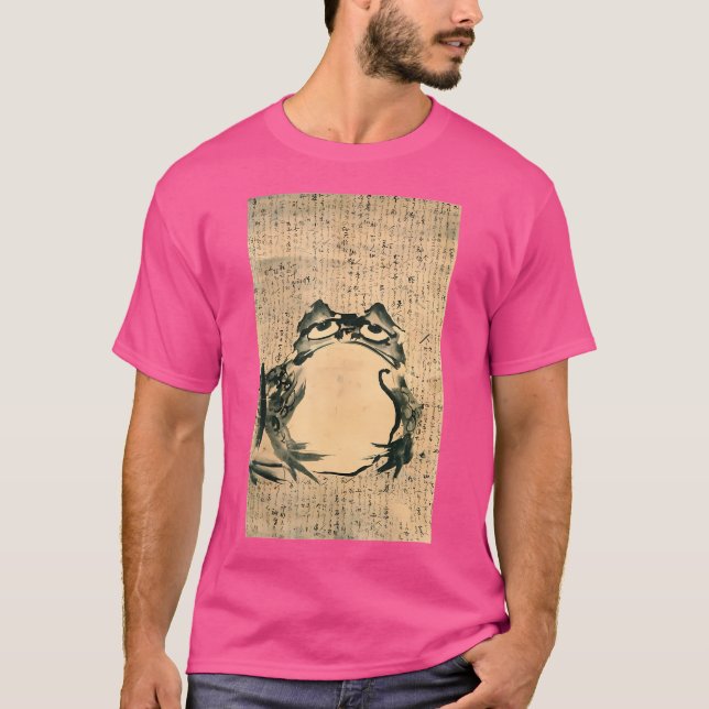 T-shirt Illustration Japonaise Art D'Une Grenouille Avec J (Devant)