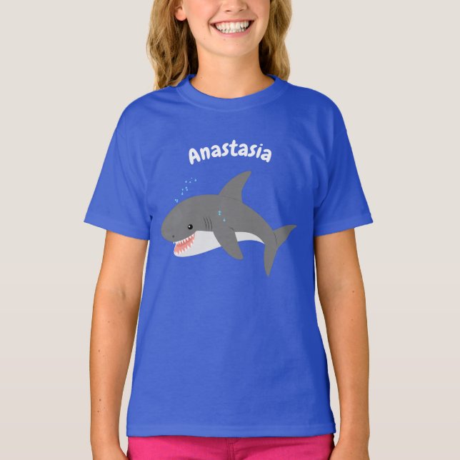 T-shirt Illustration joyeuse du grand requin blanc (Devant)